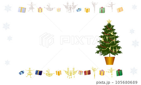 クリスマスのフレーム_クリスマスアイテムとクリスマスツリーのイラストセット_コピースペースあり 105680689