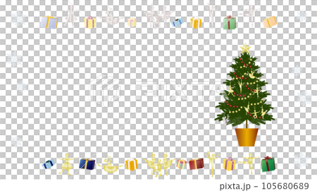 クリスマスのフレーム_クリスマスアイテムとクリスマスツリーのイラストセット_コピースペースあり 105680689