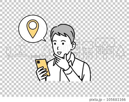 A young man checking his current location on his smartphone A young man checking his current location on his smartphone 105681166