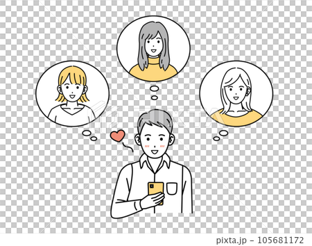 A young man using a matching app 105681172