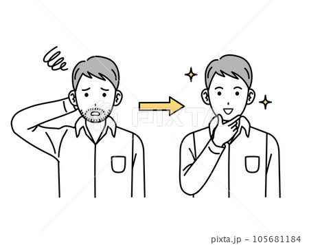 髭の脱毛をする若い男性のイラスト 髭の脱毛をする若い男性のイラスト 105681184