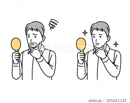 髭の脱毛をする若い男性のイラスト 髭の脱毛をする若い男性のイラスト 105681185