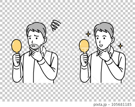 髭の脱毛をする若い男性のイラスト 髭の脱毛をする若い男性のイラスト 105681185