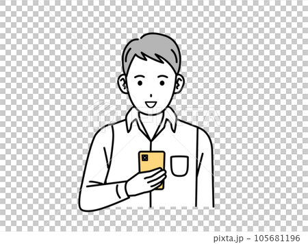 スマートフォンを見る若い男性のイラスト 105681196
