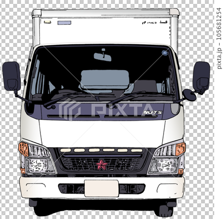 從前面看到的白色卡車的插圖[送貨、運輸、送貨上門、汽車、大型] 105681254