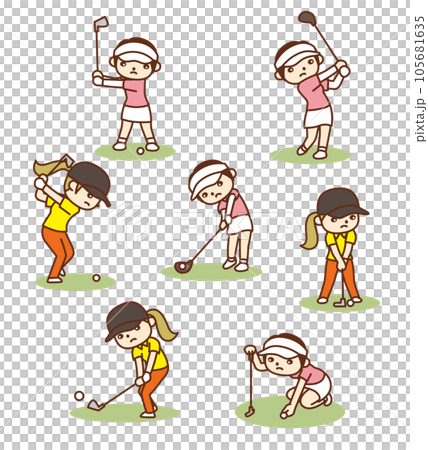かわいい女子ゴルフイラスト集 かわいい女子ゴルフイラスト集 105681635