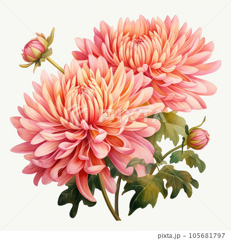 AIイラスト、ピンクの菊 105681797