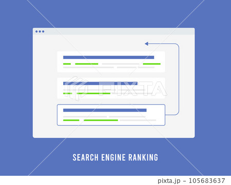 Search Engine Ranking Strategies for Higher Search Ranking with On-Site SEO and Meta Data Optimization. Vector Illustration of search engine results ranking and site that rises in the search results Search Engine Ranking Strategies for Higher Search Ranking with On-Site SEO and Meta Data Optimization. Vector Illustration of search engine results ranking and site that rises in the search results 105683637