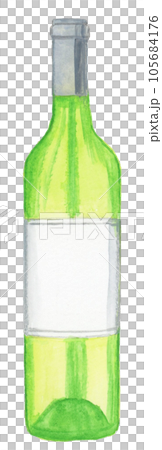 手繪水彩白葡萄酒瓶插畫 手繪水彩白葡萄酒瓶插畫 105684176