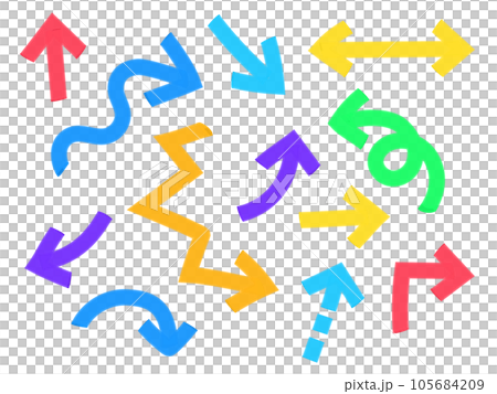Marker style handwritten arrow set 105684209