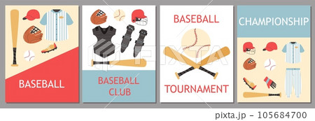 Set of posters or vertical banners about baseball flat style Set of posters or vertical banners about baseball flat style 105684700