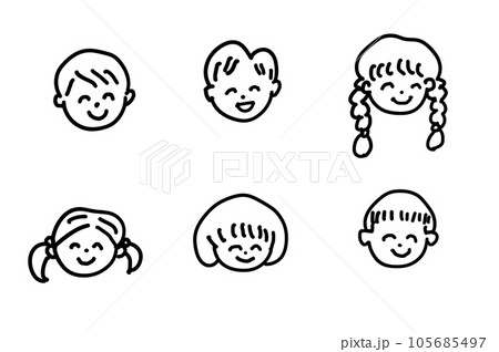 男の子と女の子のかわいいイラストセット 105685497