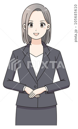 案内をするスーツを着た女性アニメタッチのイラスト 105685610