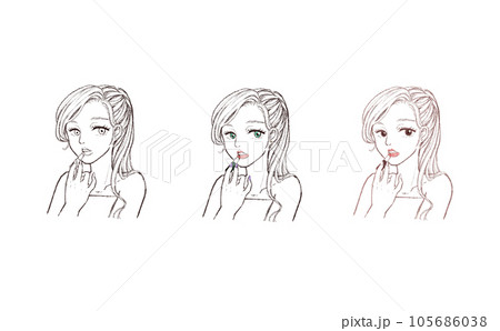 メイクをする女性のイラスト 105686038