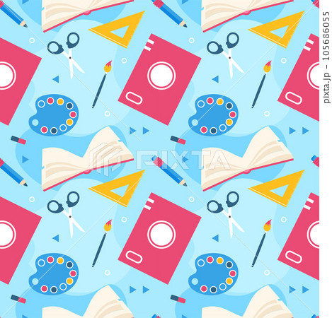 Happy Teacher Seamless Pattern Design Educational Style Elements in Template Hand Drawn Cartoon Flat Illustration 105686055