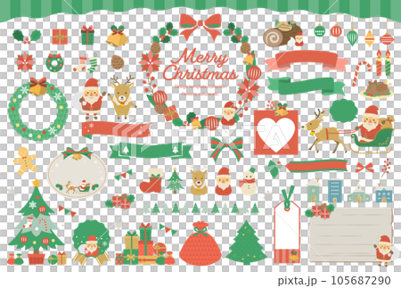 Christmas illustrations and frame set no text Christmas illustrations and frame set no text 105687290