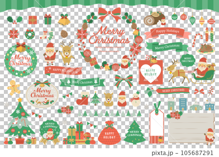 Christmas illustrations and frame set 105687291