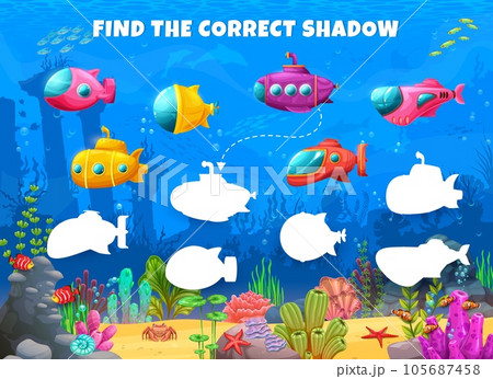 Find the correct shadow of submarine or...のイラスト素材 [105687458] - PIXTA