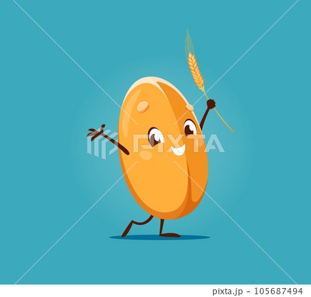 Cartoon cute wheat cereal grain character...のイラスト素材 [105687494] - PIXTA