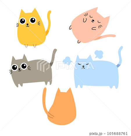 Cute cat and kitty cartoon. Character design for illustration, element, book, kids 105688761