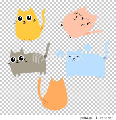 Cute cat and kitty cartoon. Character design for illustration, element, book, kids 105688761