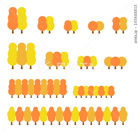 シンプルな紅葉した並木のベクターイラストセット 105688815