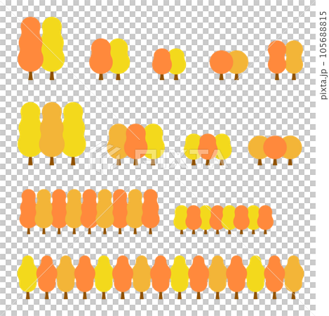 シンプルな紅葉した並木のベクターイラストセット 105688815