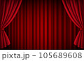 Vector realistic theatre stage with open red velvet curtains 105689608