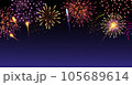 Vector decorative border with colorful exploding fireworks in the sky - celebration card, festival banner 105689614