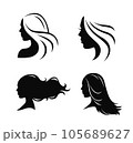 Set of black vector beauty salon or hairdresser icon designs isolated on white background 105689627