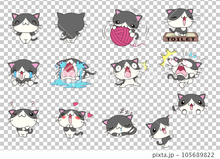 可愛的貓咪各種姿勢套裝第 2 部分 (Hachiware) 105689822