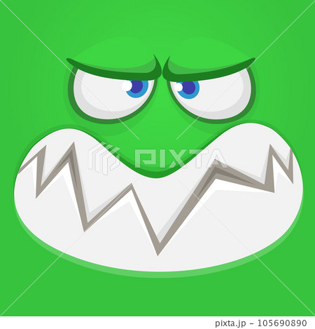 Angry cartoon monster character face expression. Illustration of cute and scary mythical alien creature. Halloween design 105690890
