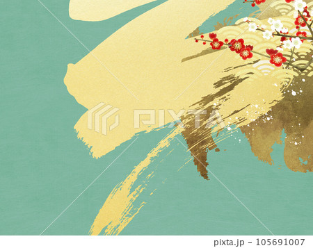 紅白の梅を配した和風素材 紅白の梅を配した和風素材 105691007