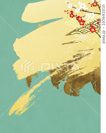 紅白の梅を配した和風素材 紅白の梅を配した和風素材 105691010