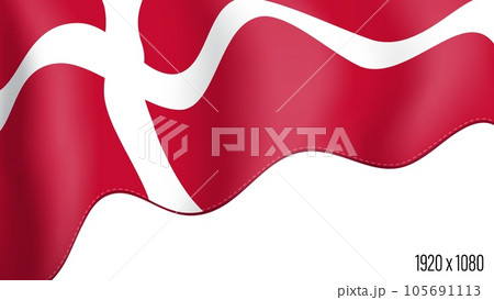 Denmark country flag realistic independence day background. Danish commonwealth banner in motion waving, fluttering in wind. Festive patriotic HD format template for independence day 105691113