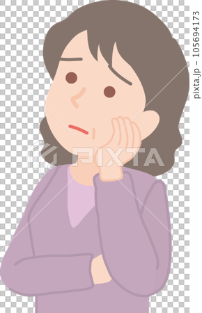 上を向いて悩む高齢女性 105694173
