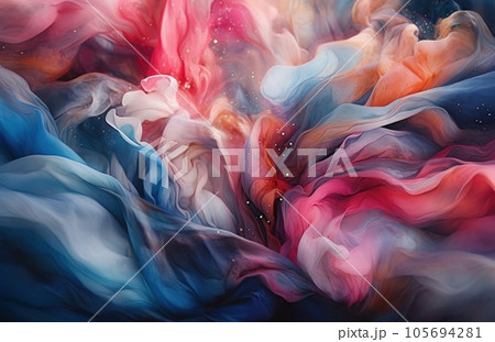 Abstract pink and blue background. Paint movement in water. AI Generative. 105694281