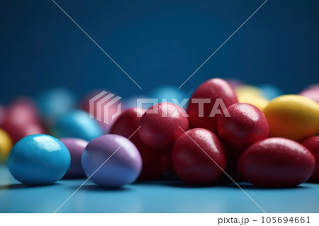 Happy Easter.Colorful hand painted decorated Easter eggs. Handmade Easter craft.Spring decoration background. DIY Festive traditional symbols.Holiday Still life photo selective focus. AI Generative. Happy Easter.Colorful hand painted decorated Easter eggs. Handmade Easter craft.Spring decoration background. DIY Festive traditional symbols.Holiday Still life photo selective focus. AI Generative. 105694661