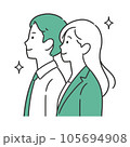 上を見上げる男女のビジネスパーソンのイラスト 105694908