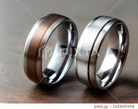 Realistic two wedding rings extreme closeup sharp Realistic two wedding rings extreme closeup sharp 105695098