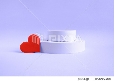 Podium for cosmetic product presentation. Abstract minimal geometrical form. Cylinder podium sphere, geometric forms, soft shadow. Scene to show products. Showcase, display case. Flat lay, side view Podium for cosmetic product presentation. Abstract minimal geometrical form. Cylinder podium sphere, geometric forms, soft shadow. Scene to show products. Showcase, display case. Flat lay, side view 105695366