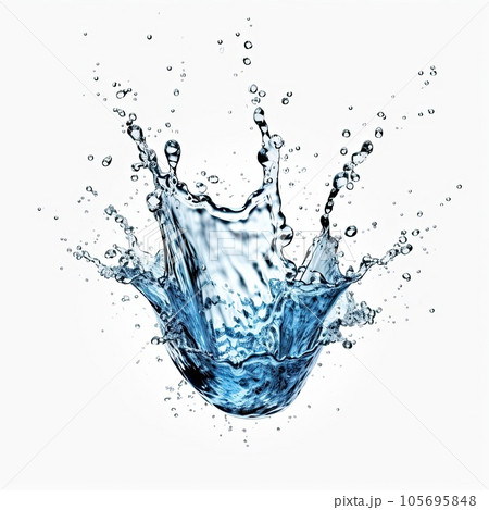 Water splash isolated on white background, beautiful splashes 105695848