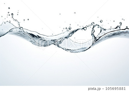Water wave and splash isolated on white background, beautiful splashes 105695881