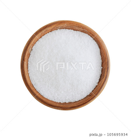 Sea salt in wooden bowl 105695934
