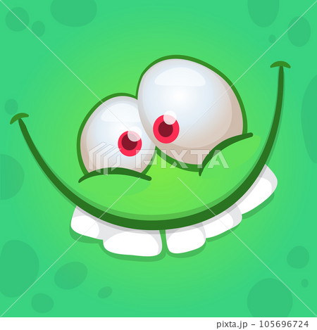 Funny cartoon monster character face expression. Illustration of cute and happy alien creature. Halloween design 105696724