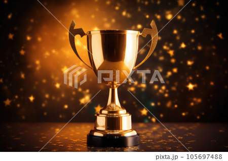 Champion golden trophy on blurred background. Concept of success and achievement. Generative AI Champion golden trophy on blurred background. Concept of success and achievement. Generative AI 105697488