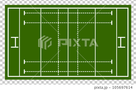 Flat illustration of a rugby field popular in sports 105697614