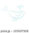 Paintings of whale in cartoon style on white 105697908