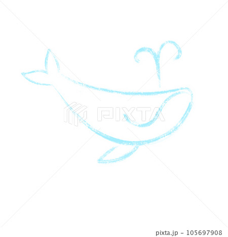 Paintings of whale in cartoon style on white 105697908