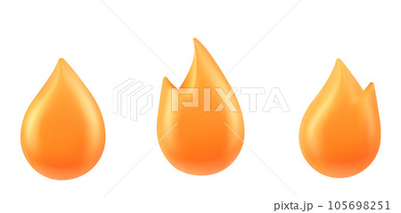 Fire flame emoji icon 3d vector illustration set. Fire flame emoji icon 3d vector illustration set. 105698251